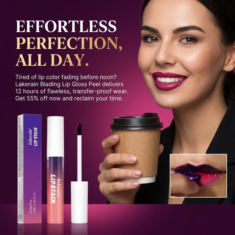 AI-generated lip-stain ad, variation 1